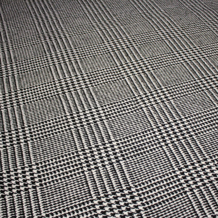 Tissu lainage à grands carreaux & pied de coq noirs et blancs - Fabrication italienne