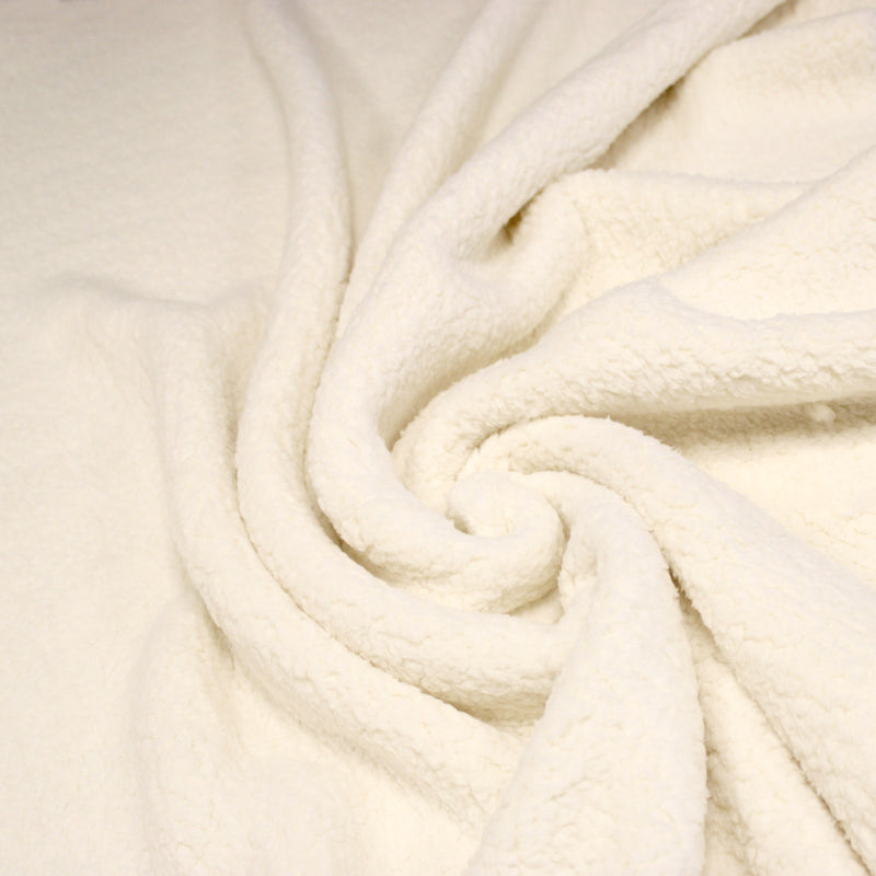 Tissu sherpa mouton écru double face : HYPER DOUX recto et verso !