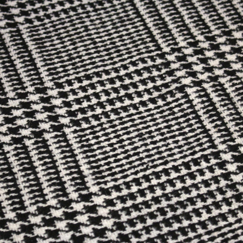 Tissu lainage à grands carreaux & pied de coq noirs et blancs - Fabrication italienne - TissusPapi.com