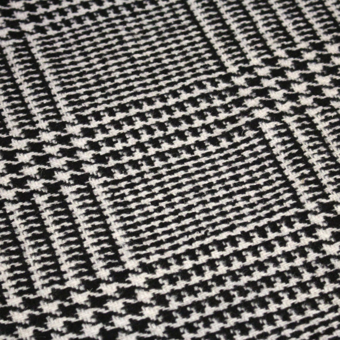 Tissu lainage à grands carreaux & pied de coq noirs et blancs - Fabrication italienne