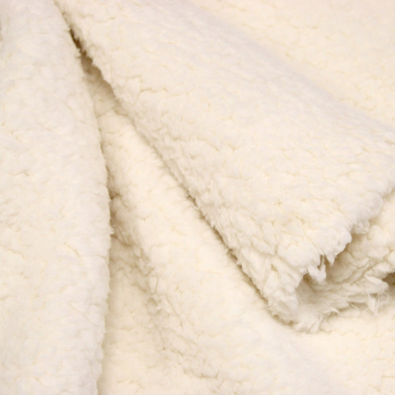 Tissu sherpa mouton écru double face : HYPER DOUX recto et verso !