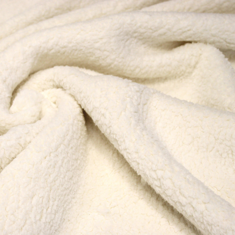 Tissu sherpa mouton écru double face : HYPER DOUX recto et verso !