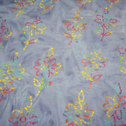 Tissu coton block print bleu aux fleurs multicolores - MADE IN INDIA - TissusPapi.com