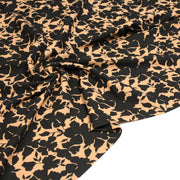 Tissu viscose fluide ocre aux feuilles noires façon silhouette - OEKO-TEX STANDARD 100 - TissusPapi.com