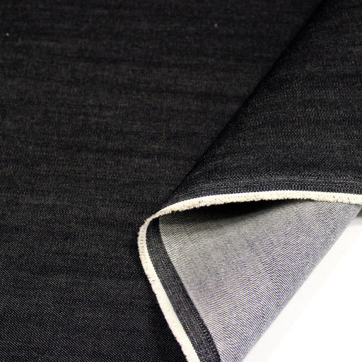 Tissu denim brut noir 100% coton, 410gr/m2 - Fabrication italienne - TissusPapi.com