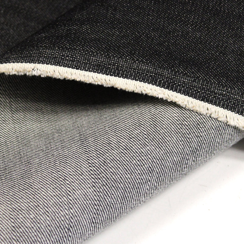 Tissu denim brut noir 100% coton, 410gr/m2 - Fabrication italienne