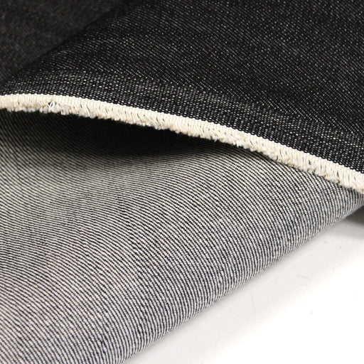 Tissu denim brut noir 100% coton, 410gr/m2 - Fabrication italienne - TissusPapi.com