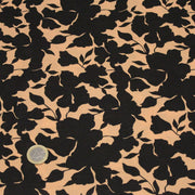 Tissu viscose fluide ocre aux feuilles noires façon silhouette - OEKO-TEX STANDARD 100 - TissusPapi.com