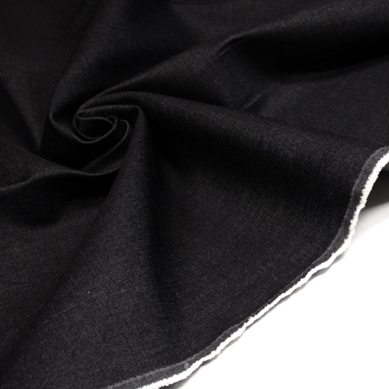 Tissu denim coton élasthanne noir 320gr/m2 - Fabrication italienne