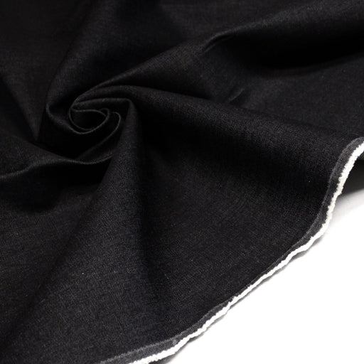 Tissu denim coton élasthanne noir 320gr/m2 - Fabrication italienne - TissusPapi.com