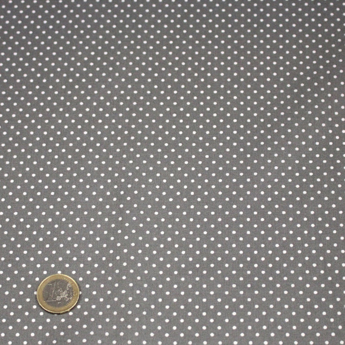 Tissu coton gris moyen à pois 1mm POLKA DOT - OEKO-TEX