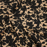 Tissu viscose fluide ocre aux feuilles noires façon silhouette - OEKO-TEX STANDARD 100 - TissusPapi.com