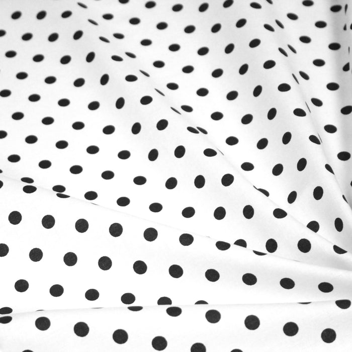 Tissu coton blanc à pois noirs 6mm POLKA DOT - OEKO-TEX