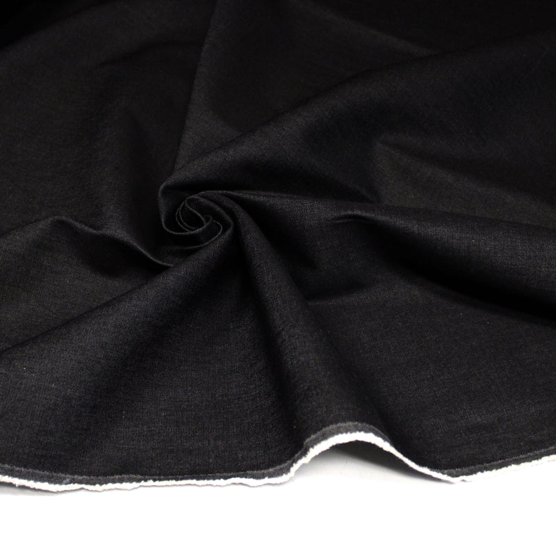 Tissu denim coton élasthanne noir 320gr/m2 - Fabrication italienne