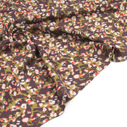 Tissu viscose fluide au feuillage abstrait vert & violet, taches écrues et oranges - OEKO-TEX STANDARD 100 - TissusPapi.com