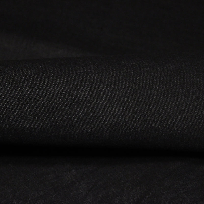 Tissu denim coton élasthanne noir 320gr/m2 - Fabrication italienne