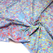 Tissu coton block print bleu aux cercles de pois multicolores - MADE IN INDIA - TissusPapi.com