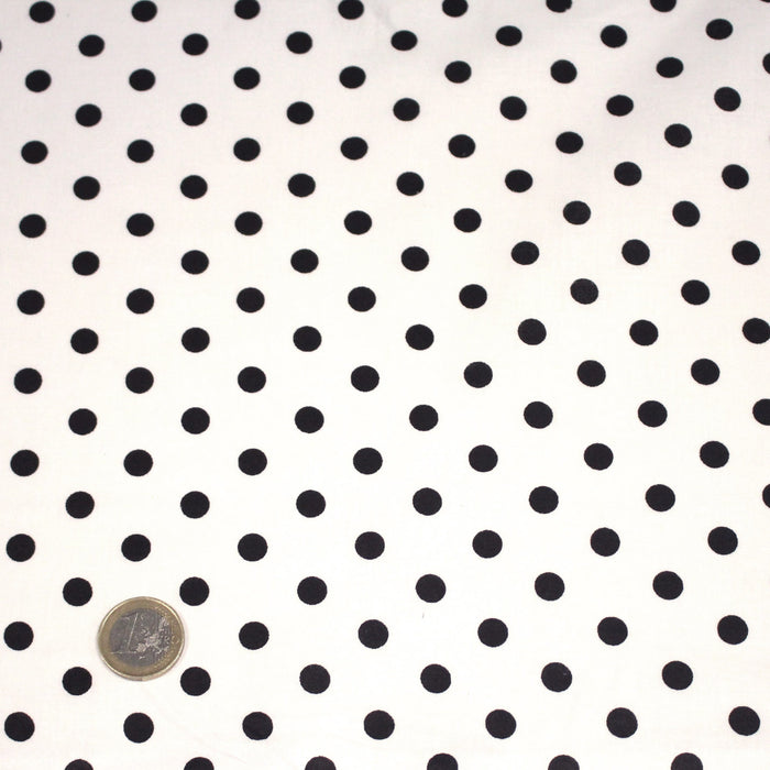 Tissu coton blanc à pois noirs 6mm POLKA DOT - OEKO-TEX