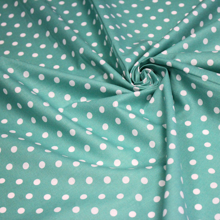 Tissu coton vert émeraude à pois 6mm POLKA DOT - OEKO-TEX