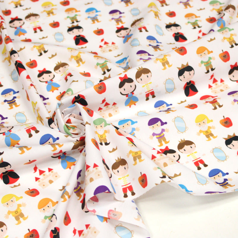 Tissu cotonnade enfant Blanche-Neige et les 7 nains