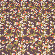 Tissu viscose fluide au feuillage abstrait vert & violet, taches écrues et oranges - OEKO-TEX STANDARD 100 - TissusPapi.com