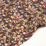 Tissu viscose fluide au feuillage abstrait vert & violet, taches écrues et oranges - OEKO-TEX STANDARD 100 - TissusPapi.com