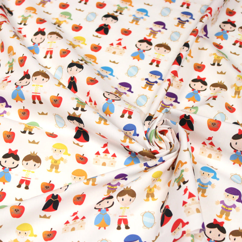 Tissu cotonnade enfant Blanche-Neige et les 7 nains