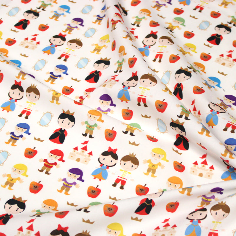 Tissu cotonnade enfant Blanche-Neige et les 7 nains