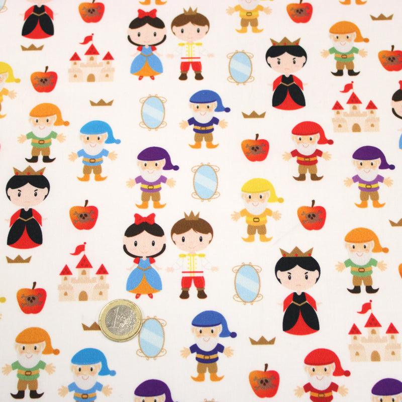 Tissu cotonnade enfant Blanche-Neige et les 7 nains