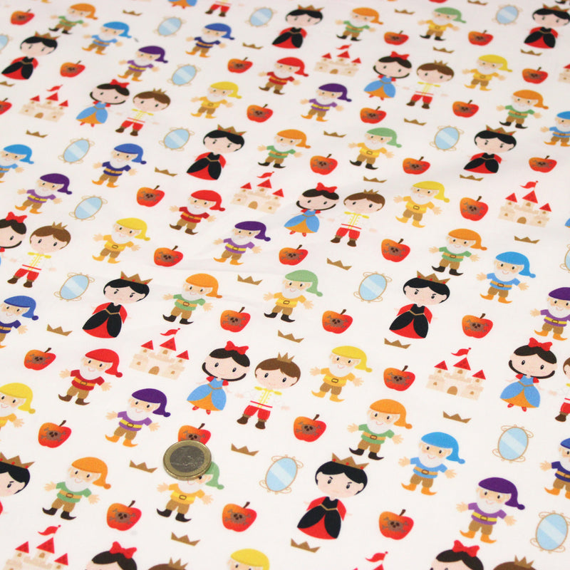 Tissu cotonnade enfant Blanche-Neige et les 7 nains