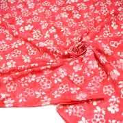 Tissu coton block print rouge fraise aux fleurs blanches - MADE IN INDIA - TissusPapi.com