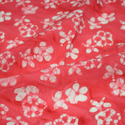 Tissu coton block print rouge fraise aux fleurs blanches - MADE IN INDIA - TissusPapi.com