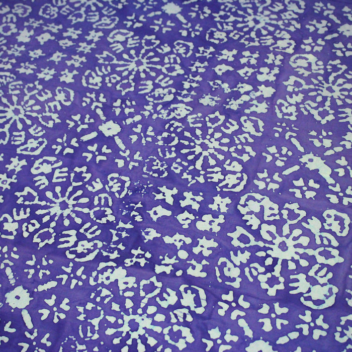 Tissu coton block print bleu roi aux signes et dessins bleu ciel - MADE IN INDIA
