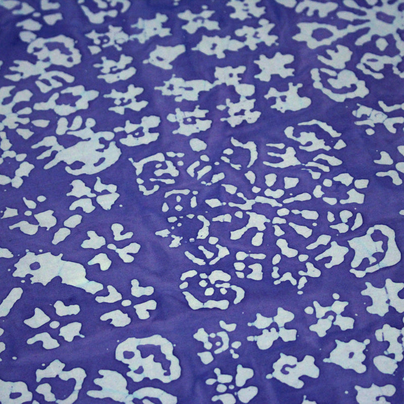 Tissu coton block print bleu roi aux signes et dessins bleu ciel - MADE IN INDIA - TissusPapi.com