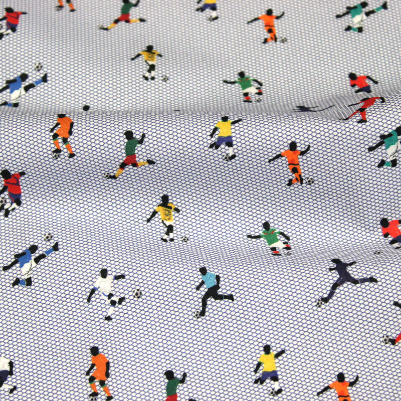 Tissu cotonnade enfant FOOT EN FOLIE – Footballeurs multicolores