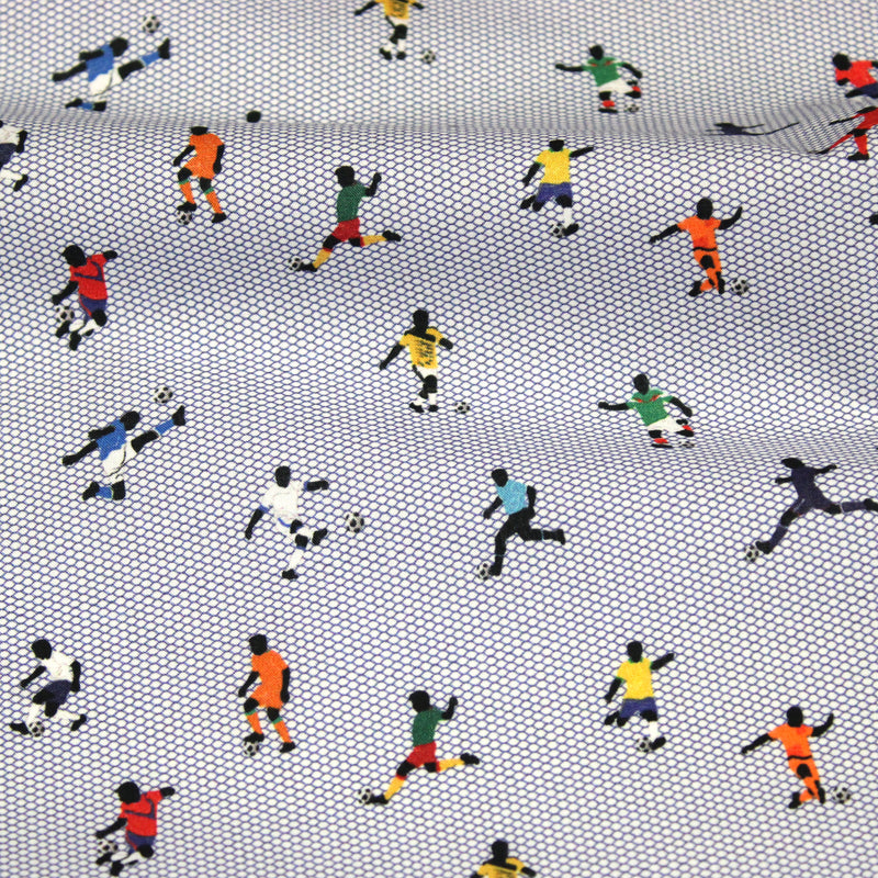 Tissu cotonnade enfant FOOT EN FOLIE – Footballeurs multicolores