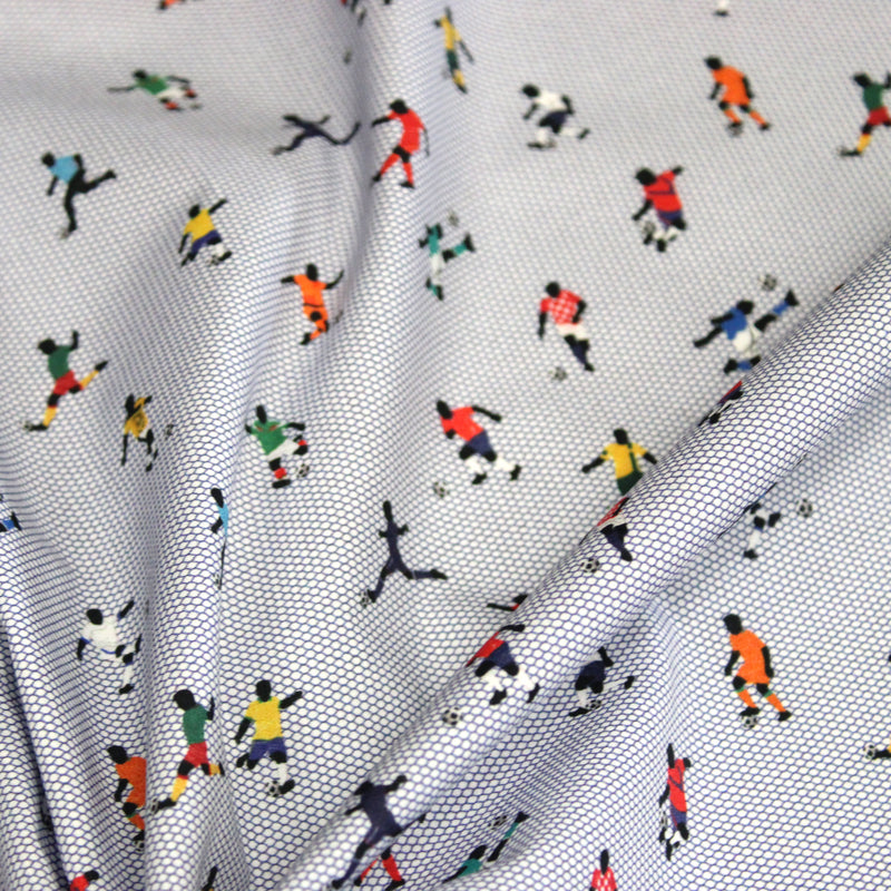 Tissu cotonnade enfant FOOT EN FOLIE – Footballeurs multicolores