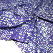 Tissu coton block print bleu roi aux signes et dessins bleu ciel - MADE IN INDIA - TissusPapi.com