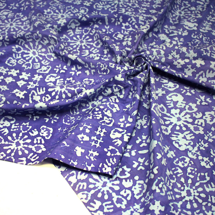 Tissu coton block print bleu roi aux signes et dessins bleu ciel - MADE IN INDIA