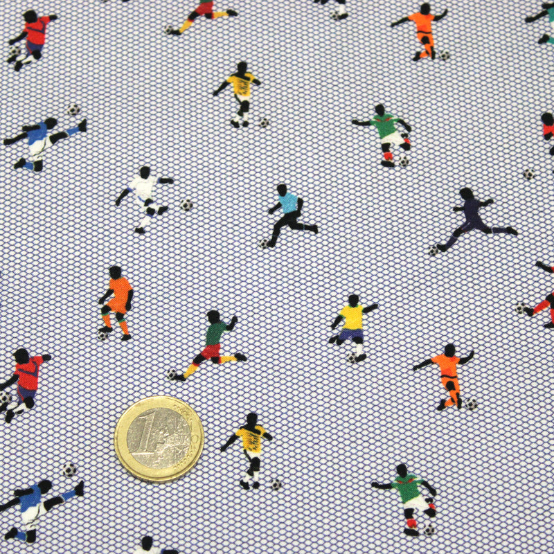 Tissu cotonnade enfant FOOT EN FOLIE – Footballeurs multicolores