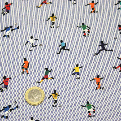 Tissu cotonnade enfant FOOT EN FOLIE – Footballeurs multicolores - TissusPapi.com
