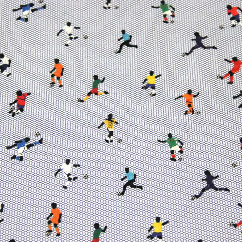 Tissu cotonnade enfant FOOT EN FOLIE – Footballeurs multicolores