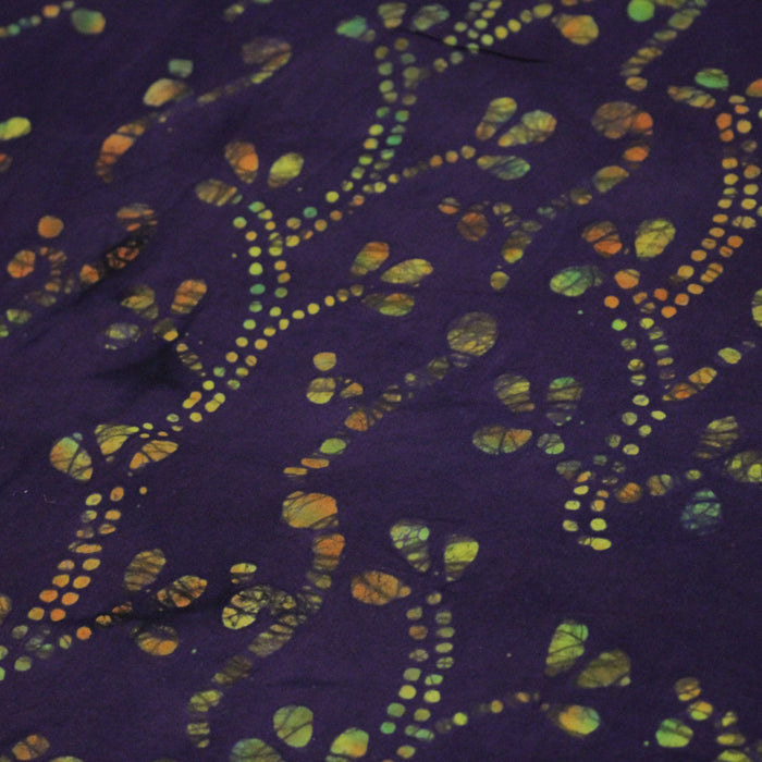 Tissu coton block print violet aux fleurs et pois multicolores - MADE IN INDIA - TissusPapi.com