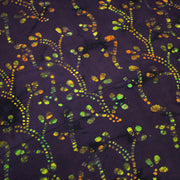 Tissu coton block print violet aux fleurs et pois multicolores - MADE IN INDIA - TissusPapi.com