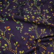 Tissu coton block print violet aux fleurs et pois multicolores - MADE IN INDIA - TissusPapi.com