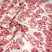 Tissu coton block print rose pâle aux coeurs roses rouges - MADE IN INDIA - TissusPapi.com