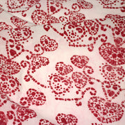 Tissu coton block print rose pâle aux coeurs roses rouges - MADE IN INDIA - TissusPapi.com