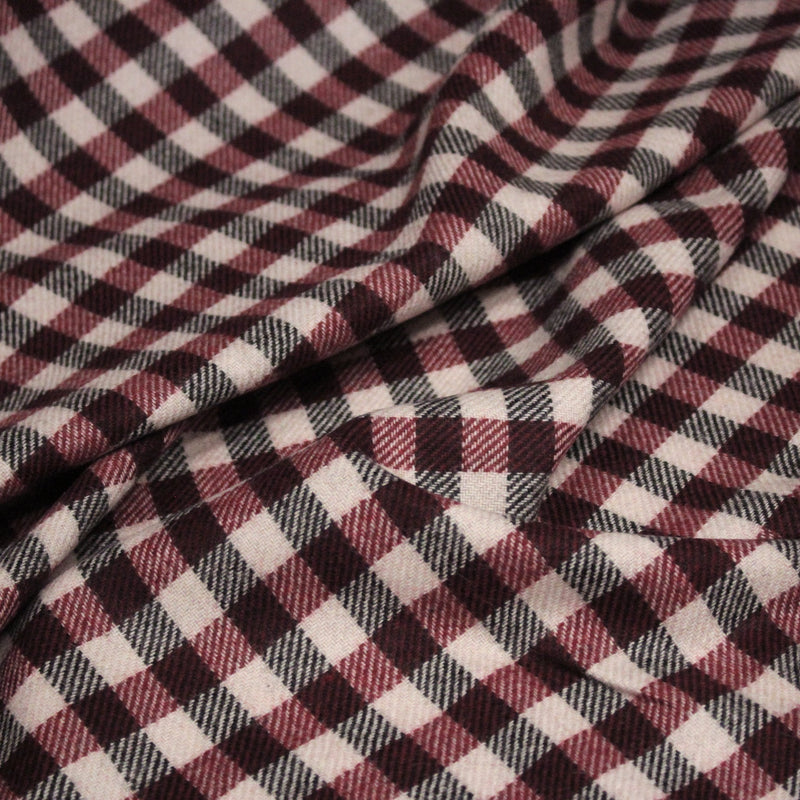 Tissu lainage tartan rose, byzantin et gris anthracite - Fabrication italienne - TissusPapi.com