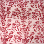Tissu coton block print rose pâle aux coeurs roses rouges - MADE IN INDIA - TissusPapi.com