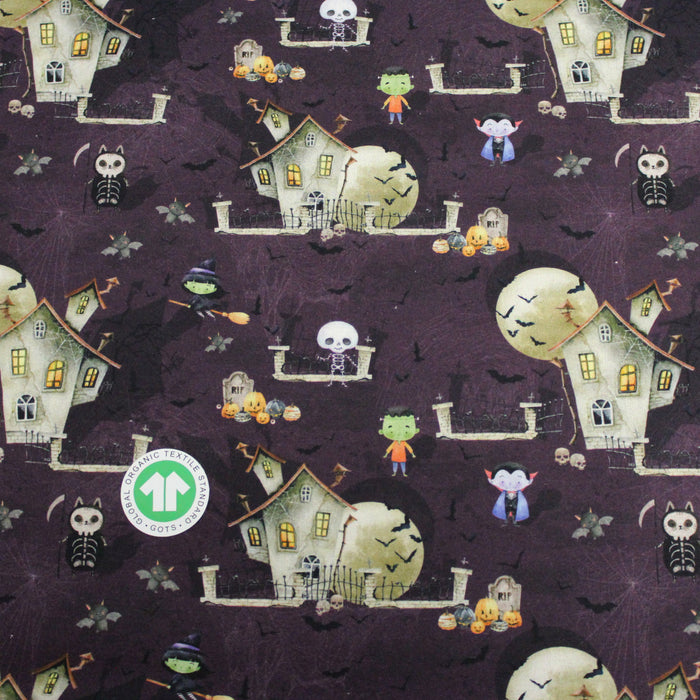 Tissu de coton La maison hantée, Dracula et sorcières - Collection Halloween - OEKO-TEX®